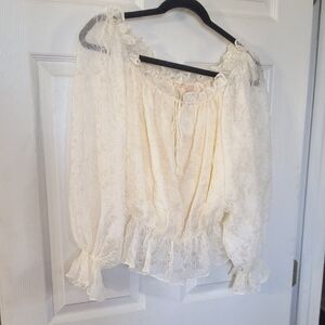 Lovecolette Elegant Cream Lace Women's Top, New With Tags
